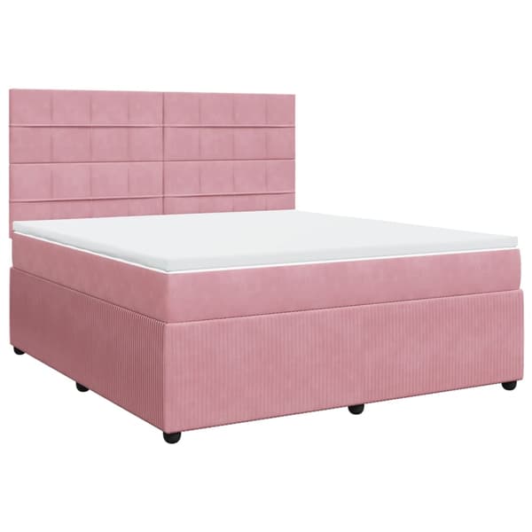 vidaXL Ramsäng med madrass rosa 180x200 cm sammet Rosa