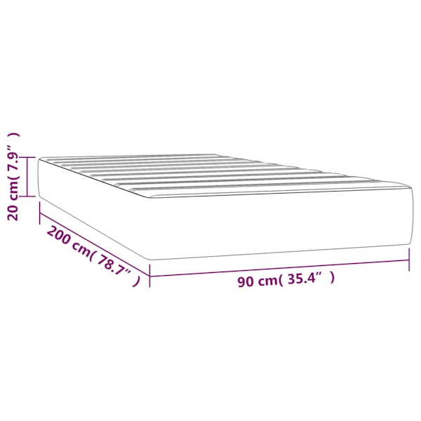 vidaXL Pocketresårmadrass ljusgrå 90x200x20 cm sammet Grå