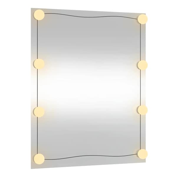 vidaXL Väggspegel med LED-belysning 50x60 cm glas rektangulär Silver