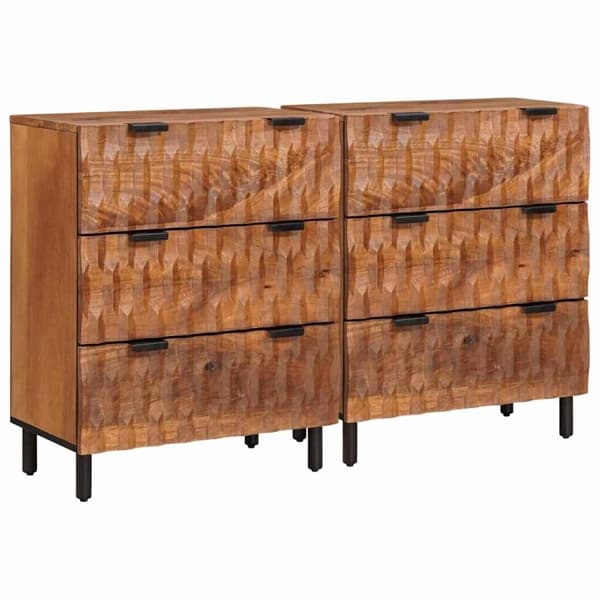 vidaXL Sideboard 2 st 60 x 33 x 75 cm Massivt mangoträ Brun