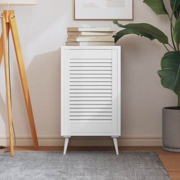 vidaXL Skåplucka lamelldesign vit 61,5x39,4 cm massiv furu Vit