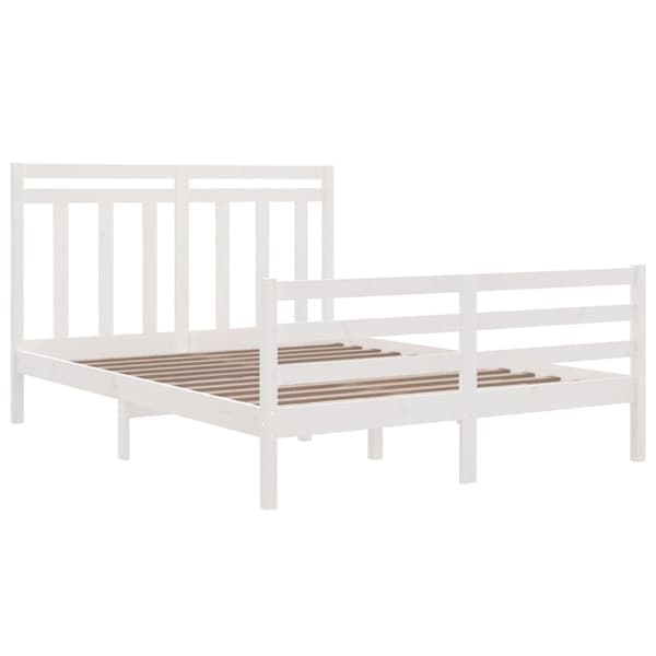 vidaXL Sängram vit massivt trä 150x200 cm Vit