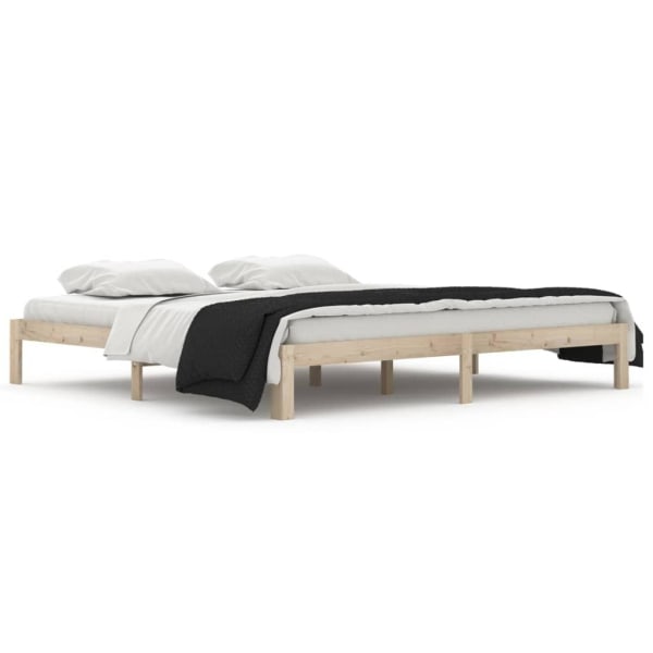 vidaXL Sängram massiv furu 200x200 cm Brun