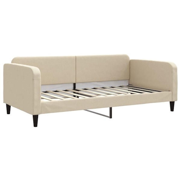 vidaXL Dagbädd utdragbar med lådor gräddvit 100x200 cm tyg Kräm
