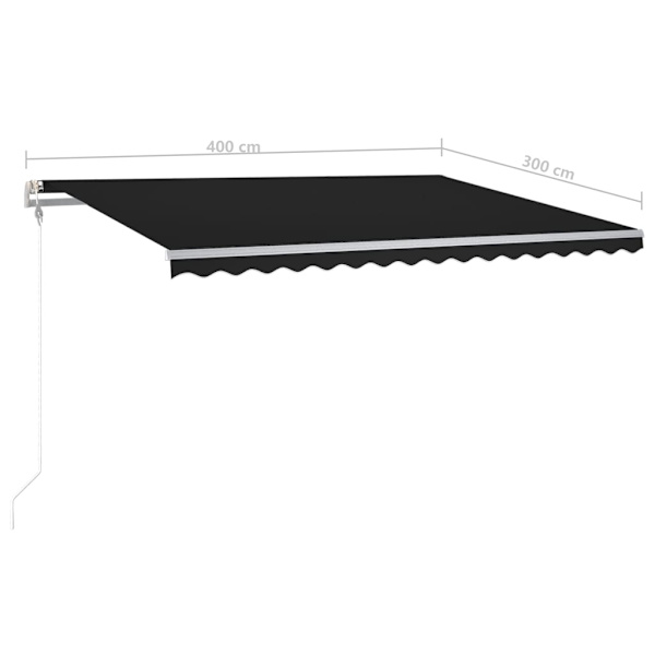 vidaXL Markis med LED manuellt infällbar 4x3 m antracit Antracit