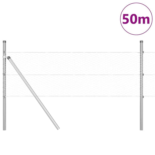 vidaXL Hexagonalt staket markfäste 50 x 0,4 m Galvaniserat stål Silver Silver