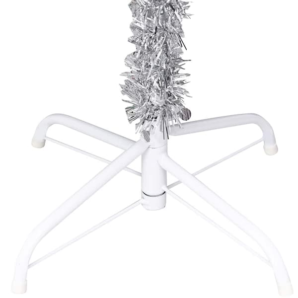 vidaXL Belyst plastgran med kulor silver 150 cm PET Silver