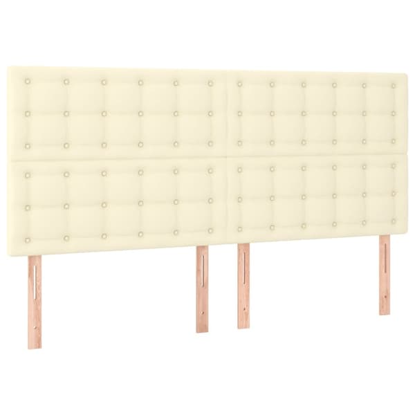vidaXL Sänggavel LED gräddvit 160x5x118/128 cm konstläder Kräm