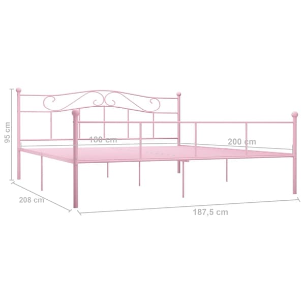 vidaXL Sängram rosa metall 180x200 cm Rosa