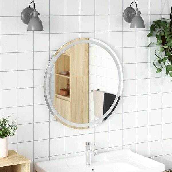 vidaXL Badrumsspegel LED 70 cm rund Transparent