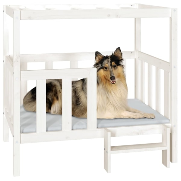vidaXL Hundbädd vit 105,5x83,5x100 cm massiv furu Vit