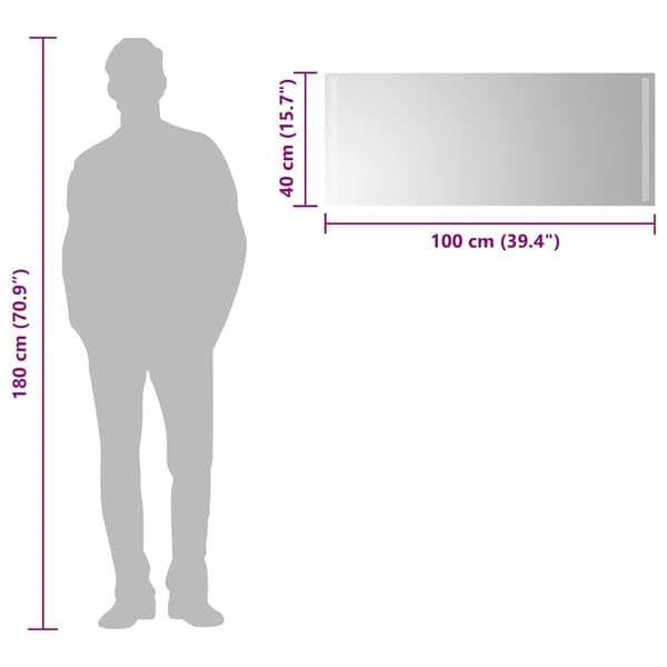 vidaXL Badrumsspegel LED 100x40 cm Transparent