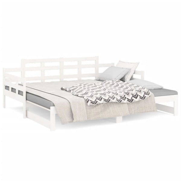 vidaXL Dagbädd utdragbar vit massiv furu 2x(90x200) cm Vit