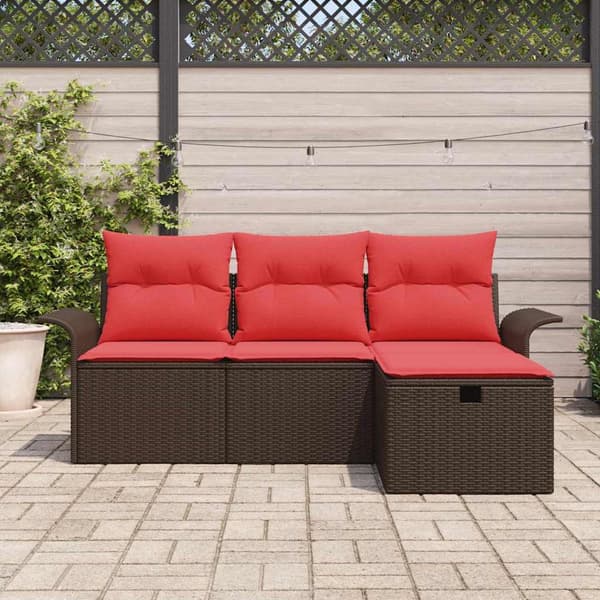 vidaXL Trädgårdsoffset 4 st Poly rattan Svart
