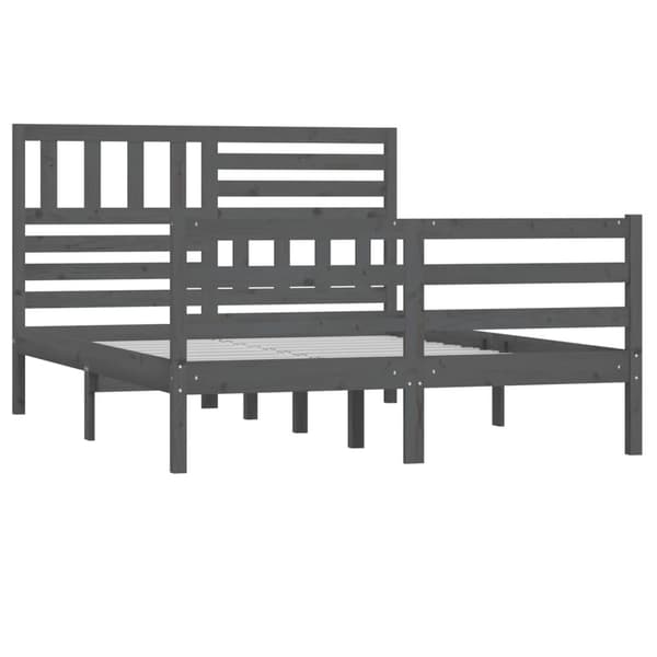 vidaXL Sängram grå massivt trä 140x190 cm grå