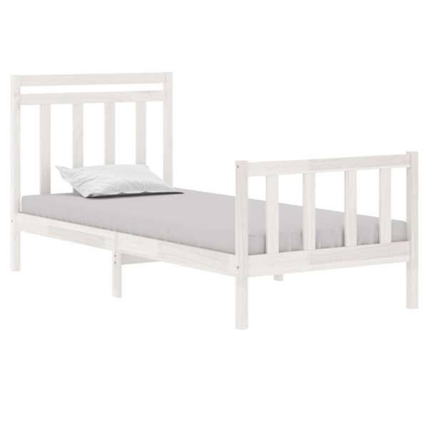 vidaXL Sängram vit massivt trä 90x190 cm Vit