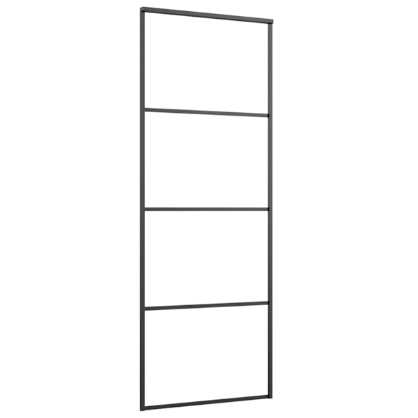 vidaXL Skjutdörr med beslagset ESG glas och aluminium 76x205 cm Svart