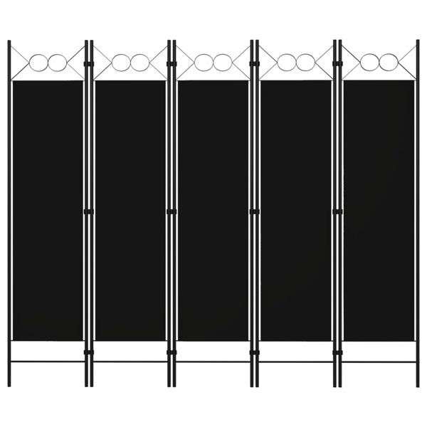 vidaXL Rumsavdelare 5 paneler svart 200x180 cm Svart