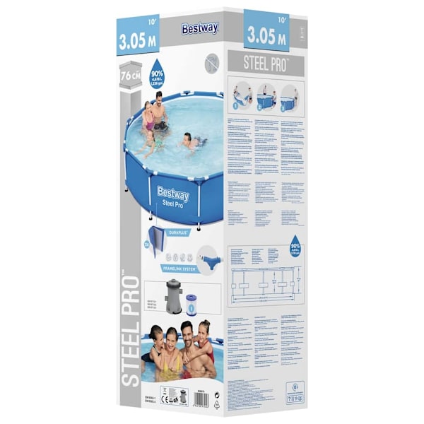 Bestway Pool med stålram Steel Pro 305x76 cm Blå