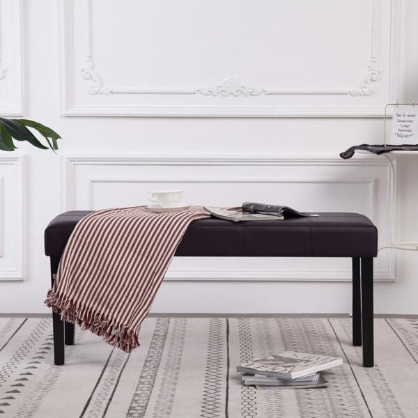vidaXL Bänk 106 cm konstläder brun Brun