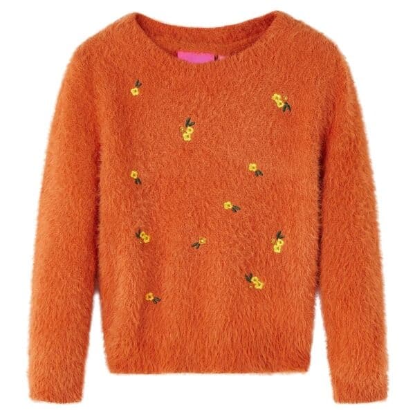 vidaXL Stickad tröja för barn orange 128 Orange