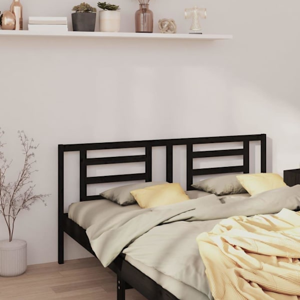 vidaXL Sänggavel svart 166x4x100 cm massiv furu Svart