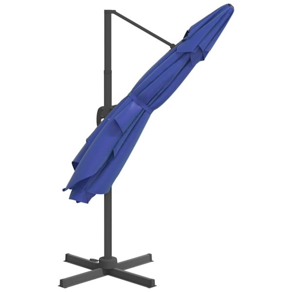 vidaXL Frihängande parasoll LED azurblå 400x300 cm Blå