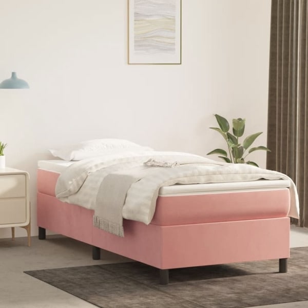 vidaXL Sängram rosa 90x190 cm sammet Rosa