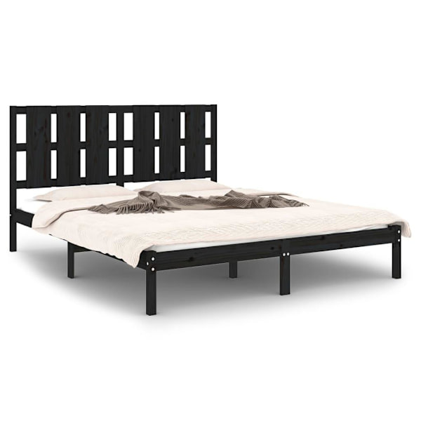 vidaXL Sängram svart massiv furu 160x200 cm Svart