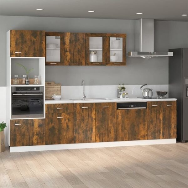 vidaXL Underskåp för diskho “Lyon” rökfärgad ek 80x46x81,5 cm Brun