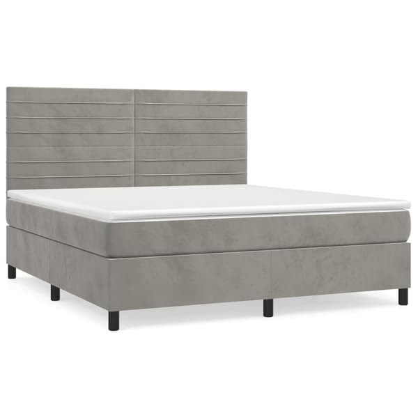 vidaXL Ramsäng med madrass ljusgrå 160x200 cm sammet Grå
