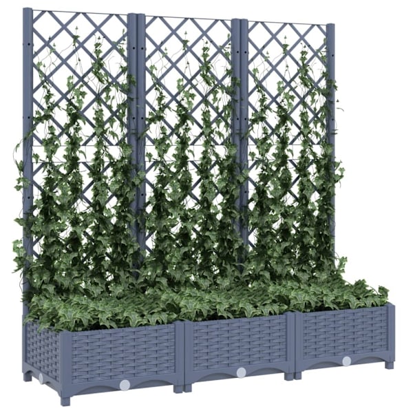 vidaXL Odlingslåda med spaljé blågrå 120x40x121,5 cm PP grå