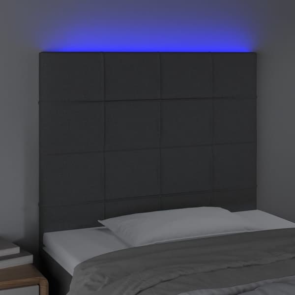vidaXL Sänggavel LED mörkgrå 90x5x118/128 cm tyg Grå