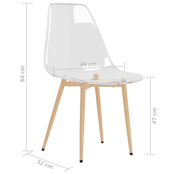 vidaXL Matstolar 2 st genomskinlig PET Transparent