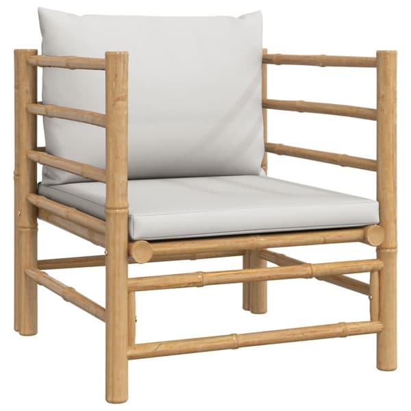 vidaXL Loungegrupp 8 delar ljusgråa dynor bambu Brun