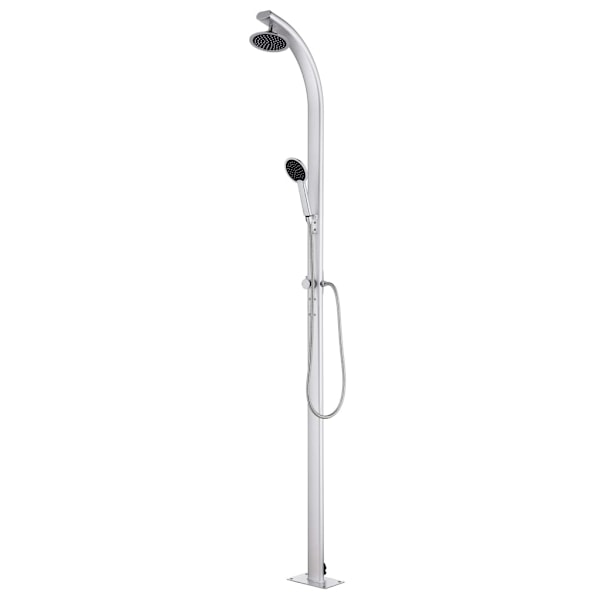 vidaXL Trädgårdsdusch med grått golv 220 cm aluminium Grå