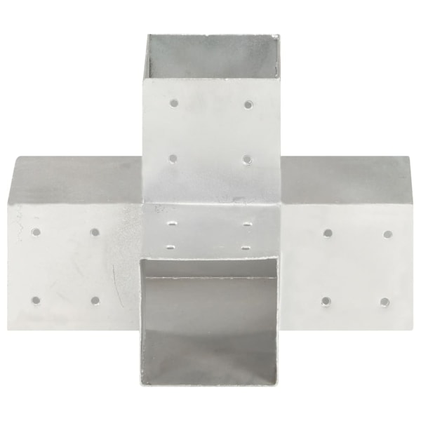 vidaXL Stolpbeslag 4 st X-form galvaniserad metall 101x101 mm Silver
