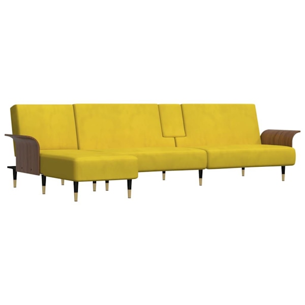 vidaXL L-formad bäddsoffa gul 279x140x70 cm sammet Gul
