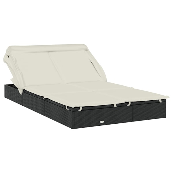 vidaXL Solsäng med hopfällbart tak svart 213x118x97 cm konstrotting Svart