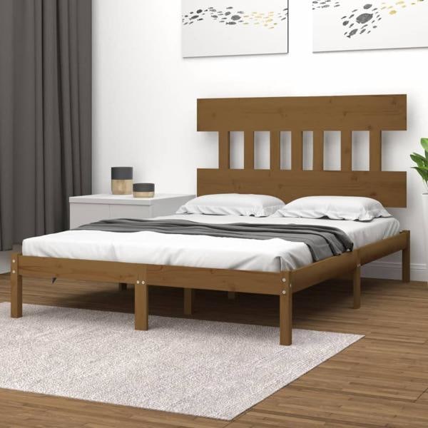 vidaXL Sängram honungsbrun massivt trä 150x200 cm Brun