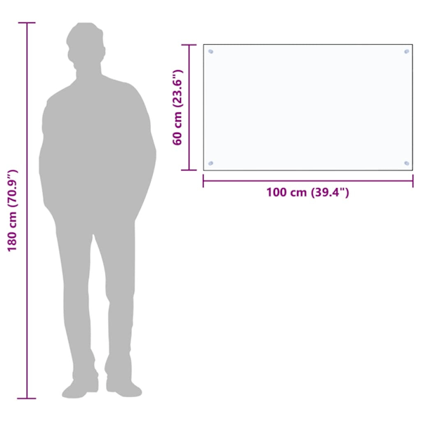 vidaXL Stänkskydd transparent 100x60 cm härdat glas Transparent