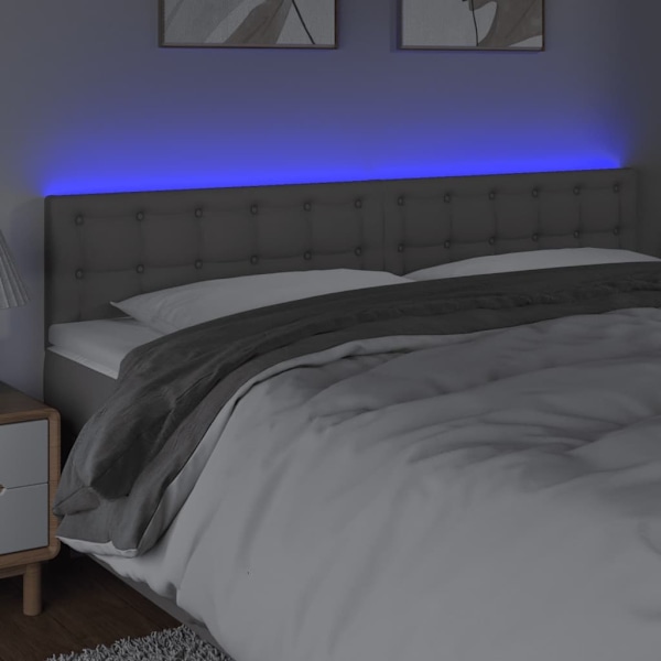 vidaXL Sänggavel LED grå 200x5x78/88 cm konstläder Grå