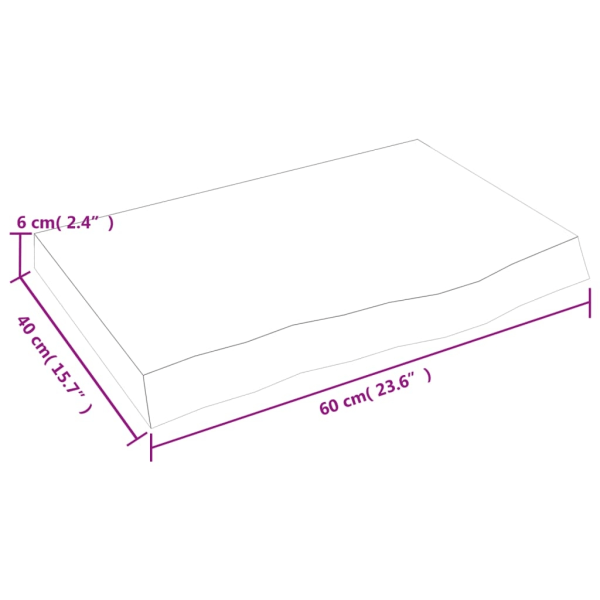 vidaXL Hyllplan 60x40x(2-6) cm obehandlad massiv ek Brun