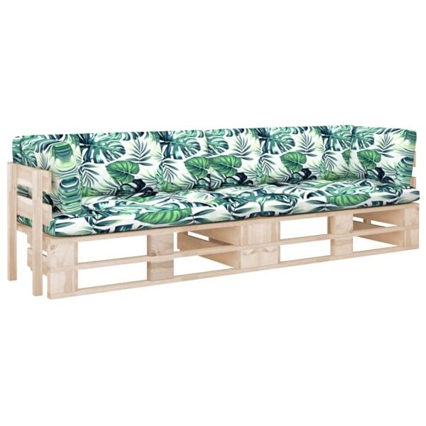 vidaXL Pallsoffa 2-sits med dynor impregnerad furu Brun