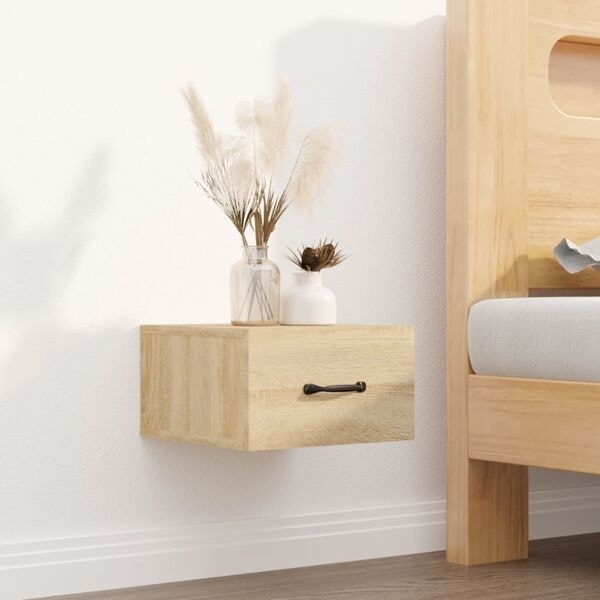 vidaXL Väggmonterat sängbord sonoma-ek 35x35x20 cm Brun