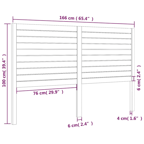 vidaXL Sänggavel 166x4x100 cm massiv furu Brun