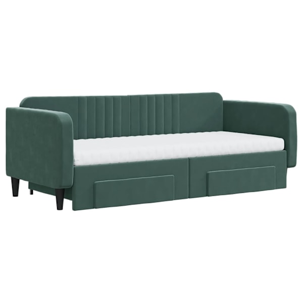 vidaXL Dagbädd utdragbar med lådor mörkgrön 90x200 cm sammet Grön