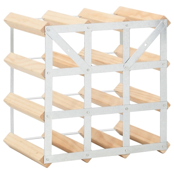 vidaXL Vinställ för 12 flaskor massiv furu Beige