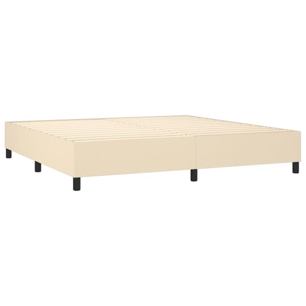 vidaXL Ramsäng med madrass gräddvit 200x200 cm tyg Kräm