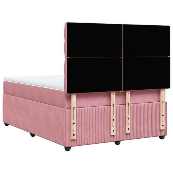 vidaXL Ramsäng med madrass rosa 160x200 cm sammet Rosa